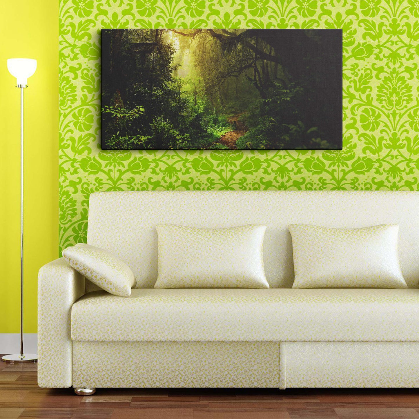 Nature's Path in Sunshine Forest canvas wall painting