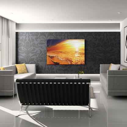 Tropical beach at sunset canvas wall painting