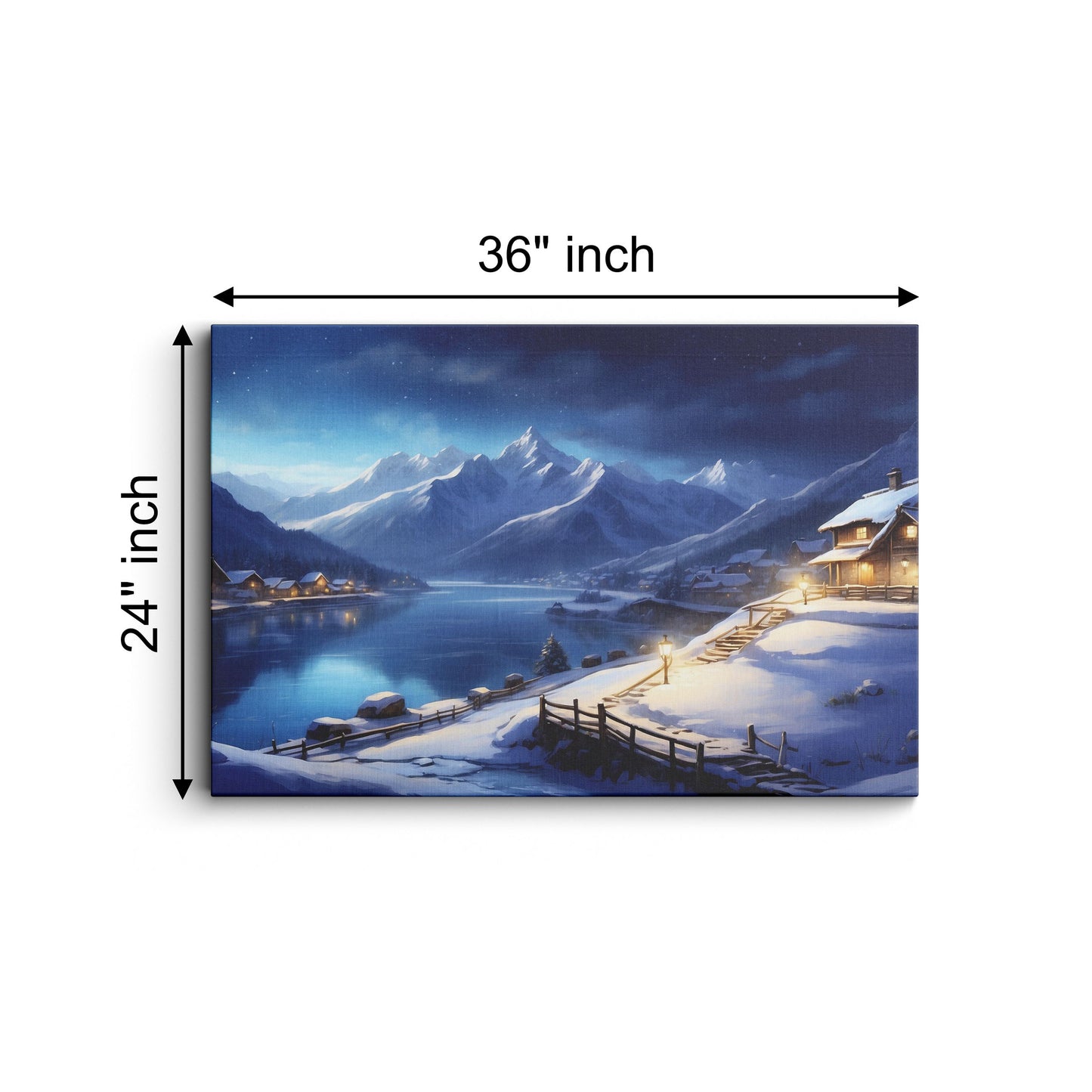 Snow House Mountain Lake Scenery canvas wall painting