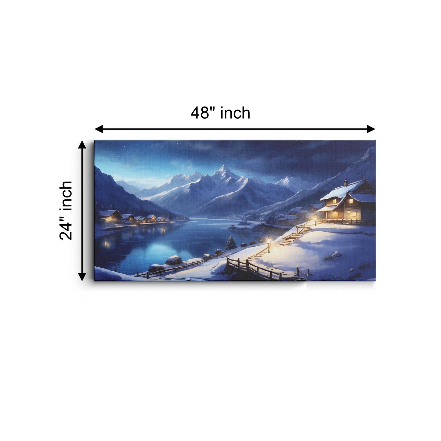 Snow House Mountain Lake Scenery canvas wall painting