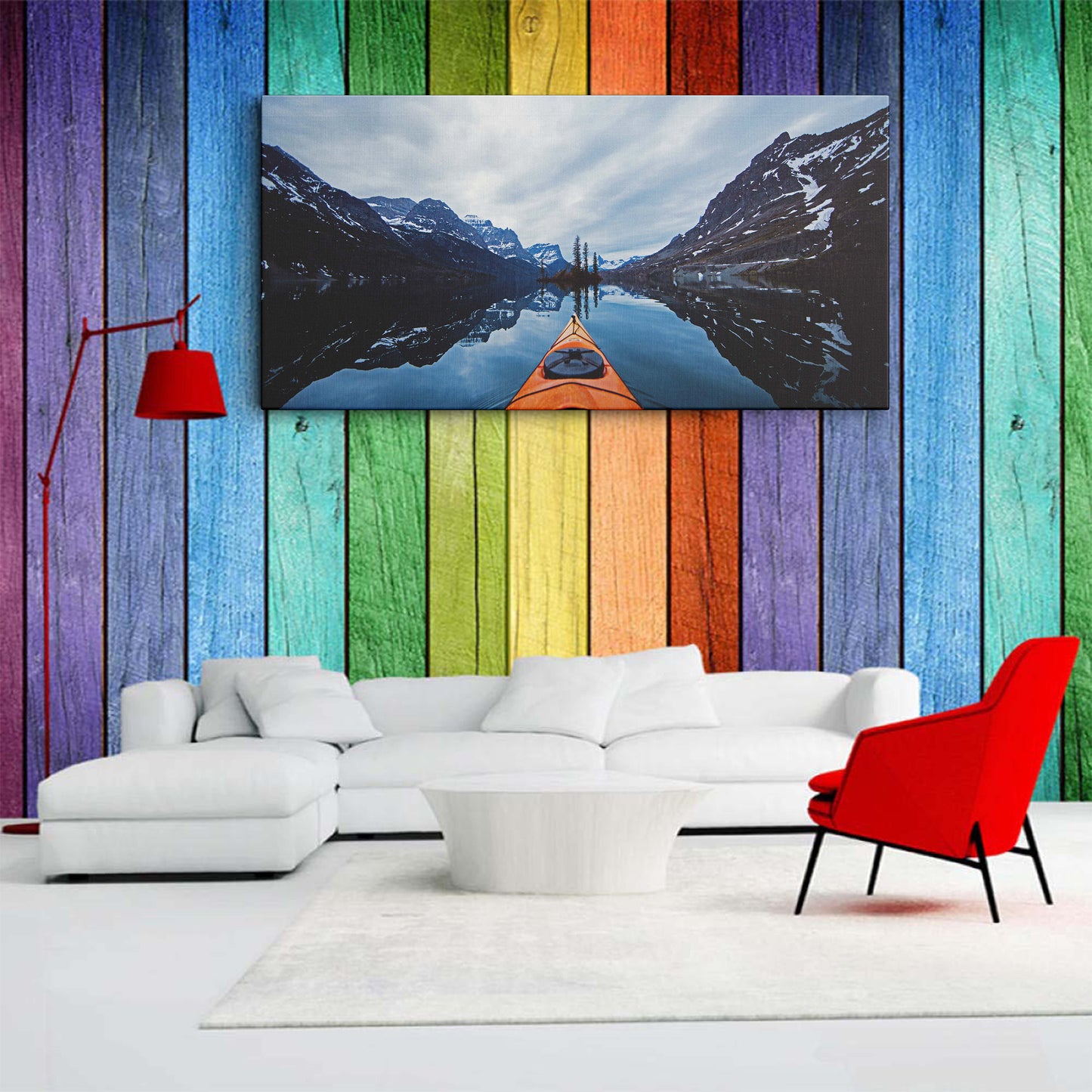 Kayaking Glacier National Park Montana canvas wall painting