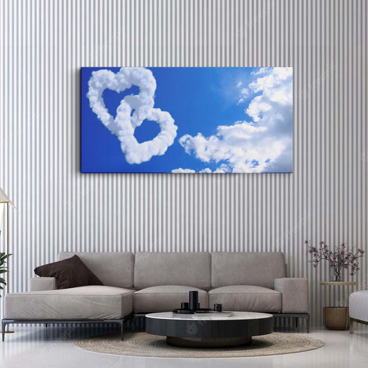 Love Symbols in Clouds 3D canvas wall painting