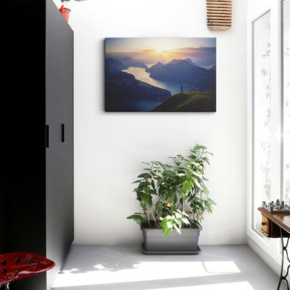 Mountains Landscape at Sunset in Photo canvas wall painting