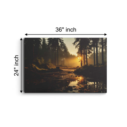 Wooden Sunrise Foggy Forest canvas wall painting