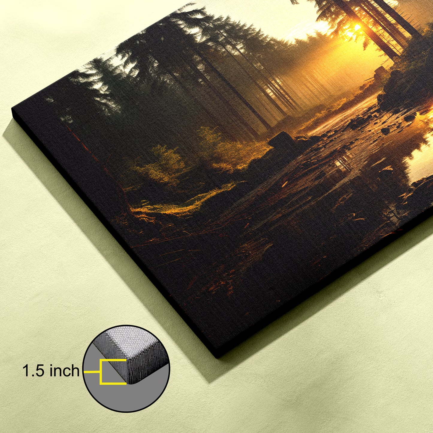 Wooden Sunrise Foggy Forest canvas wall painting