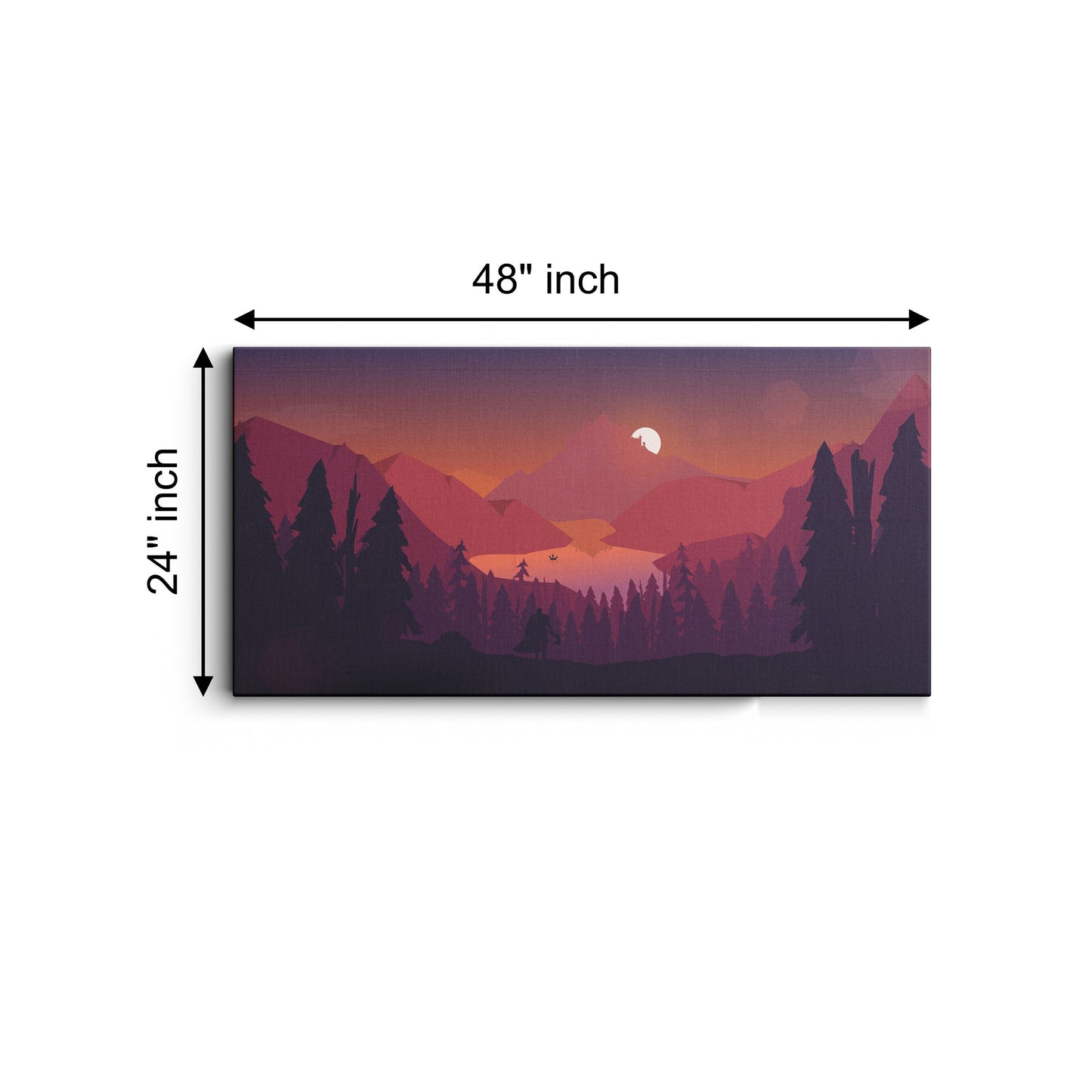 Lake Forest Mountains Illustration canvas wall painting