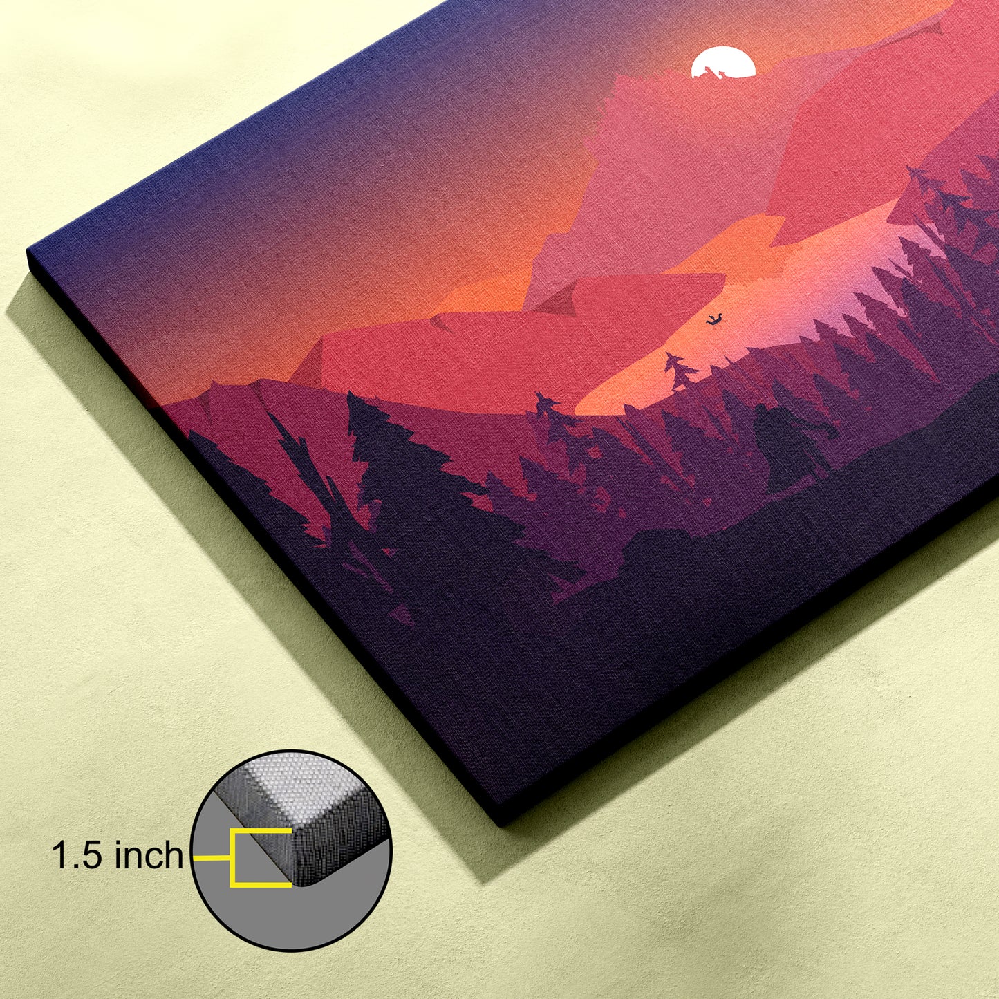 Lake Forest Mountains Illustration canvas wall painting