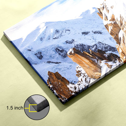 Snow covered mountain under cloudy sky canvas wall painting