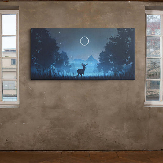 Deer Under The Moonlight canvas wall painting