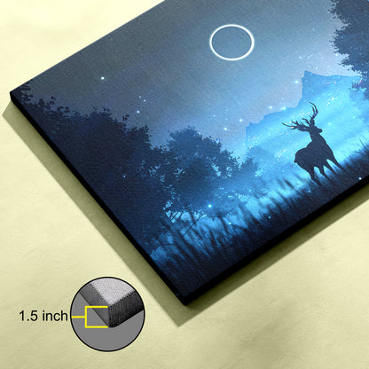 Deer Under The Moonlight canvas wall painting