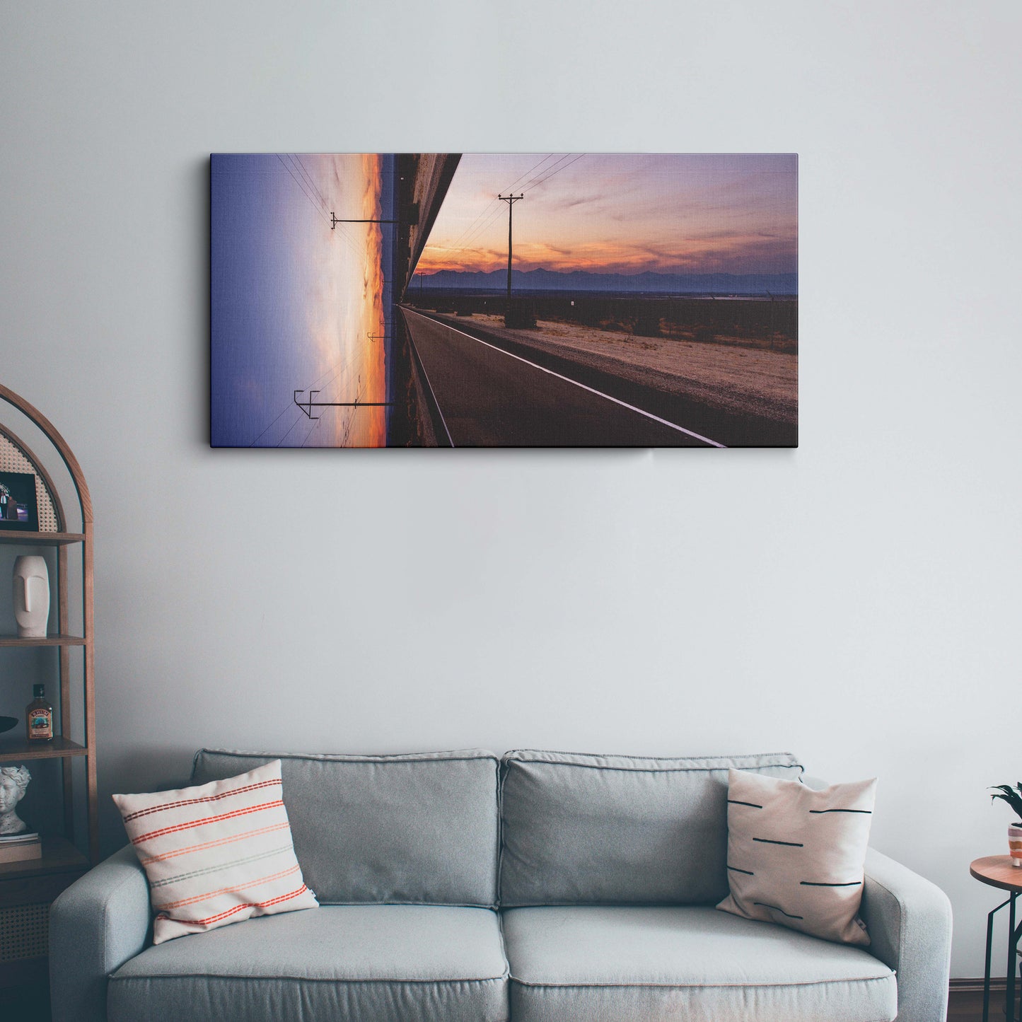 Sunset highway illustration canvas wall painting