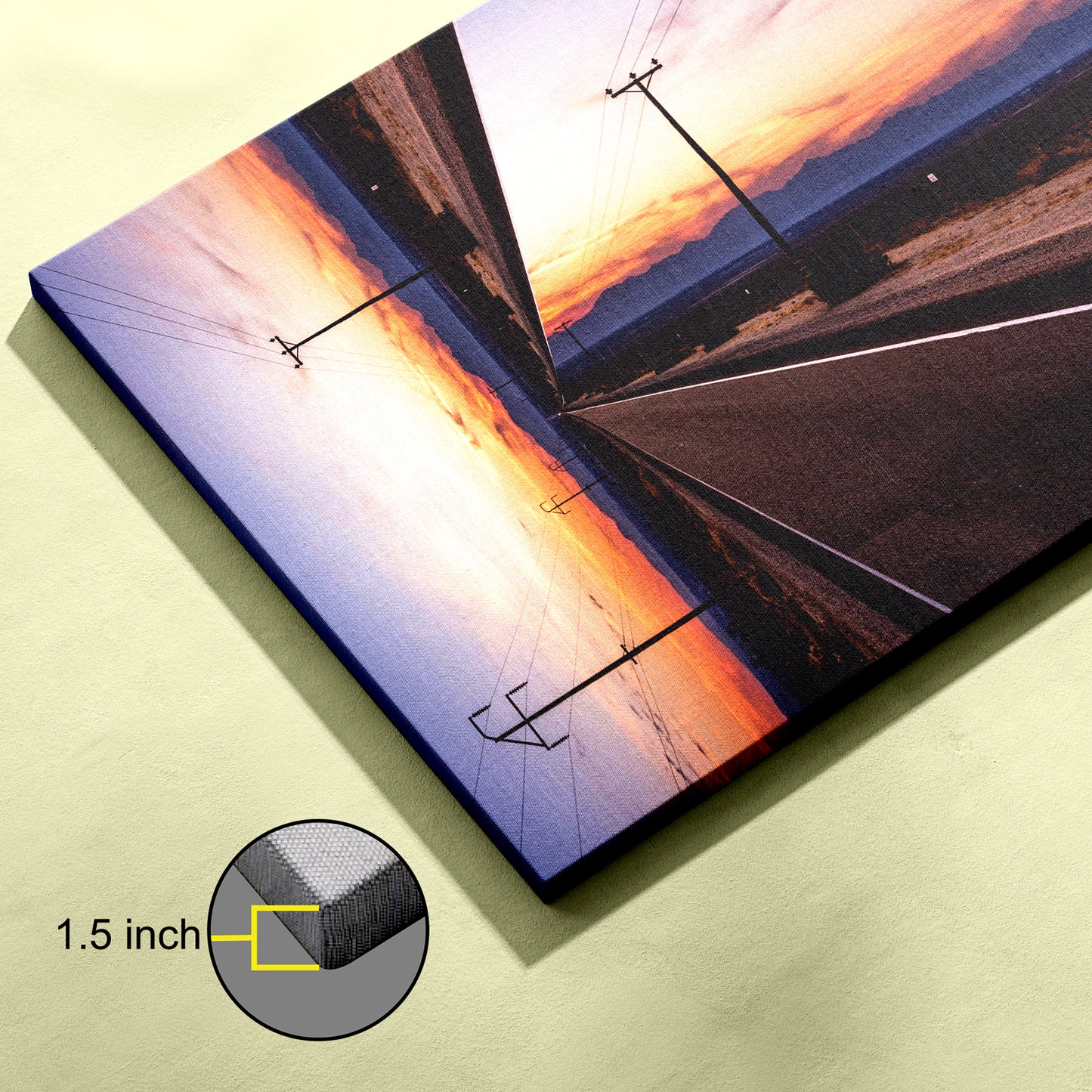 Sunset highway illustration canvas wall painting