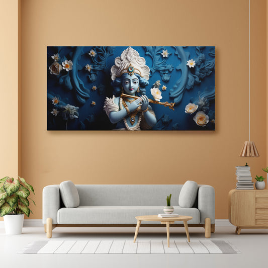 Lord Krishna playing Flute Canvas wall Painting