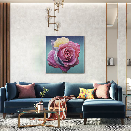 Pink rose canvas wall painting