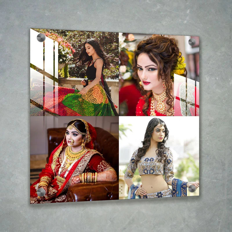 4 Pics Acrylic Square Wall Photo Frame