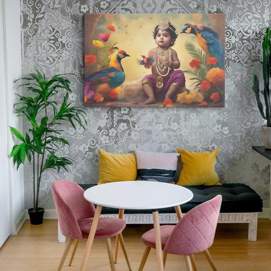 Lord Bal Krishna Canvas wall painting