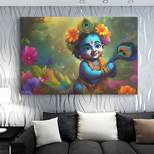 Lord Bal Krishna Canvas wall painting