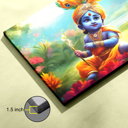 Lord Child Krishan Canvas wall painting