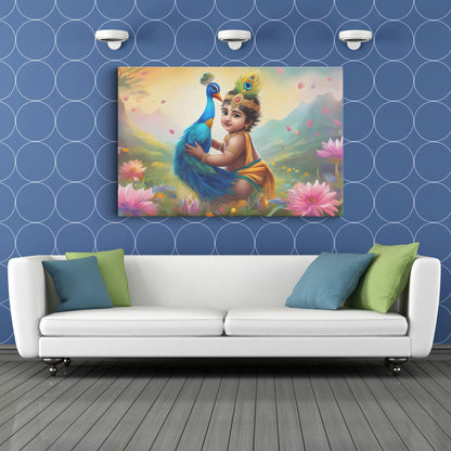 Lord Child Krishan Canvas wall painting