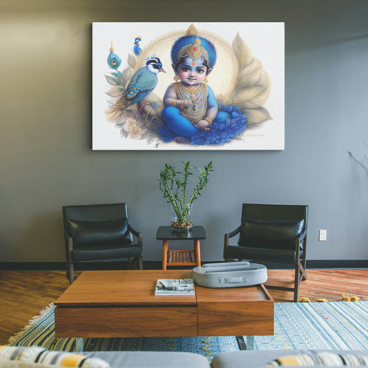 Little Lord Shri Krishna Canvas wall painting