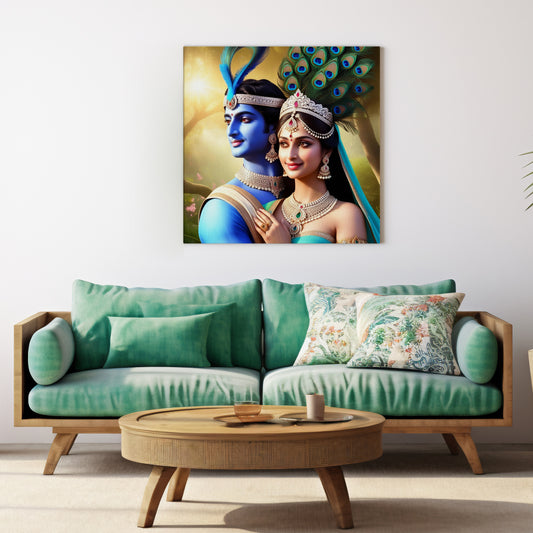 Lord Radha Krishna Big Canvas Wall Painting