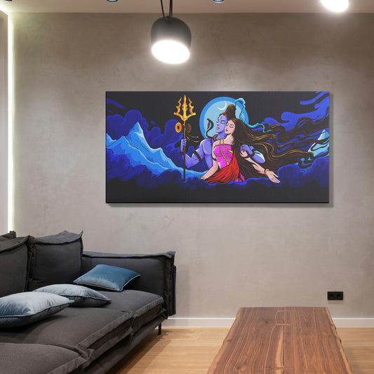 Regalocasila Hindu Goddess Maa Parvati And Lord Shiva Canvas wall painting